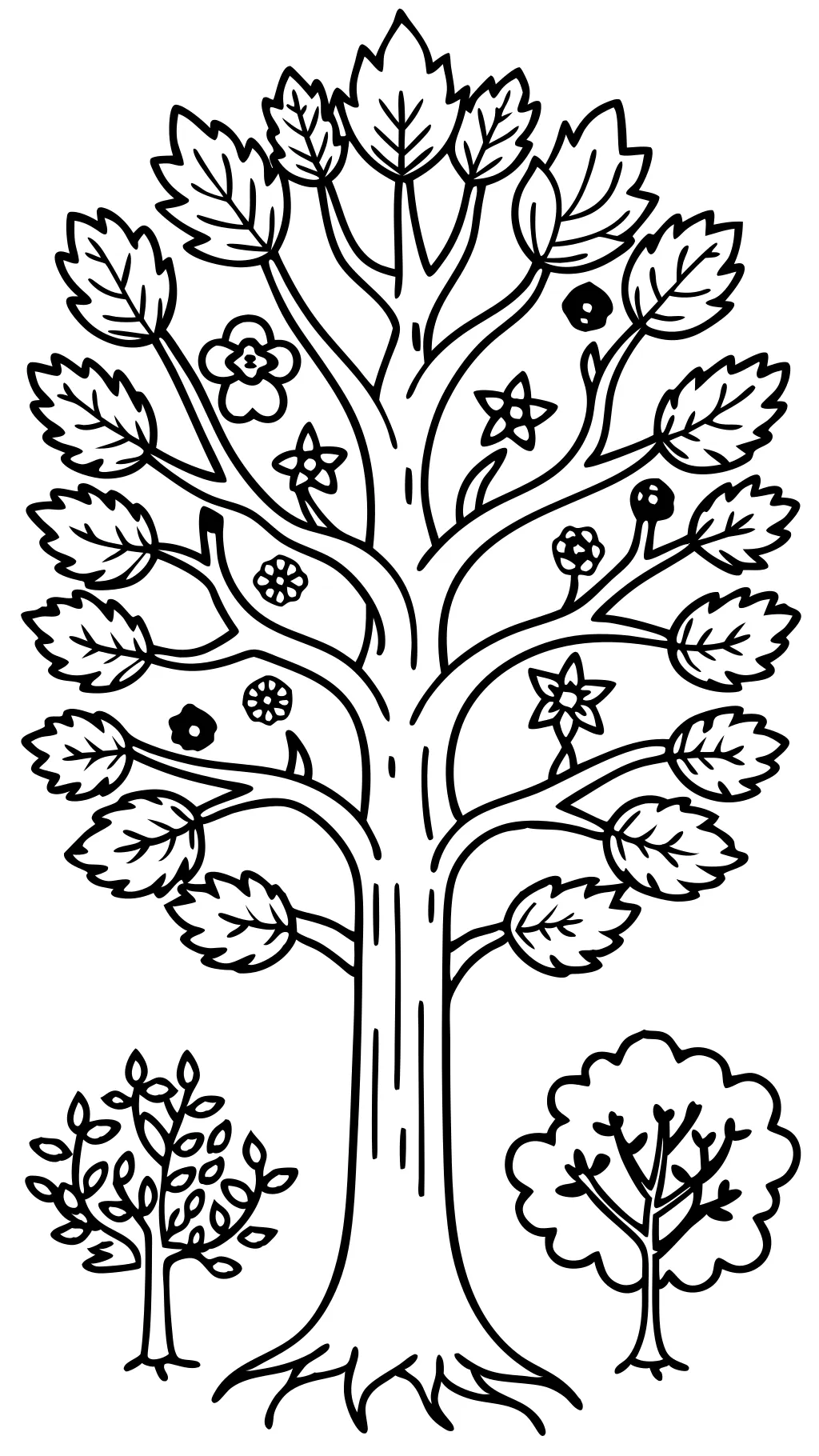 pages de livres à colorier arbres